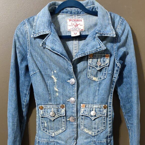 True Religion Jackie Big T Denim Jacket Women Size XS - Picture 6 of 6